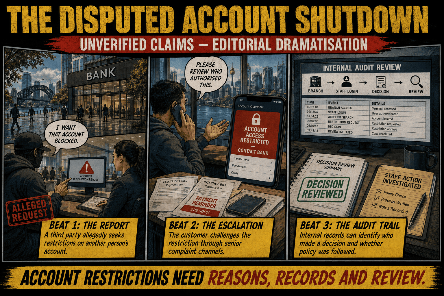 Account restriction and audit trail