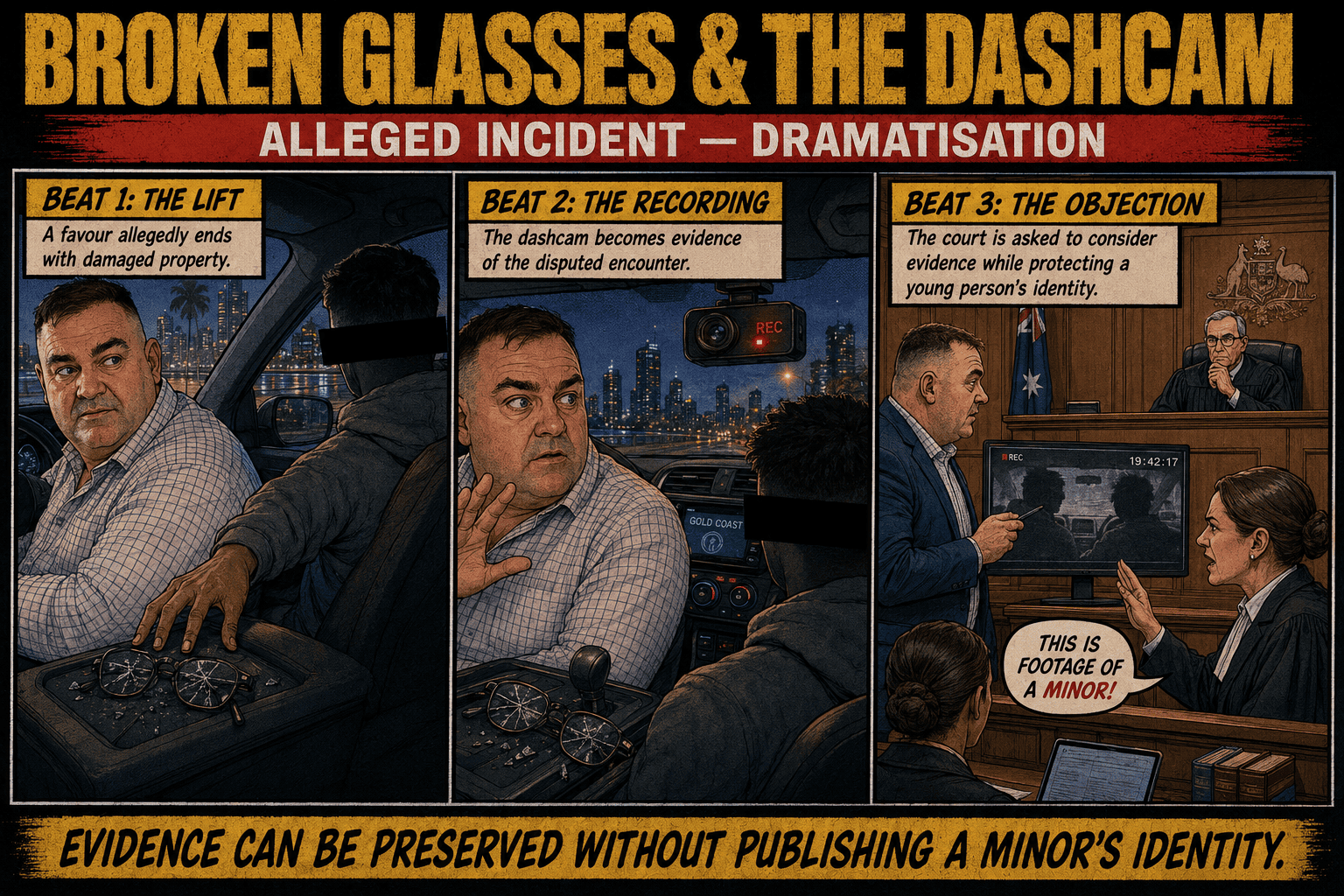 Cracked glasses and the dashcam