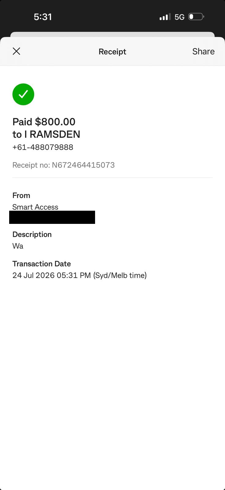 Payment receipt 1
