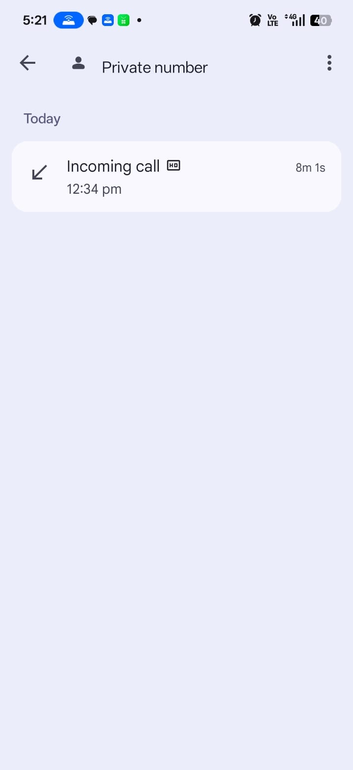 Incoming call from private number — Travis