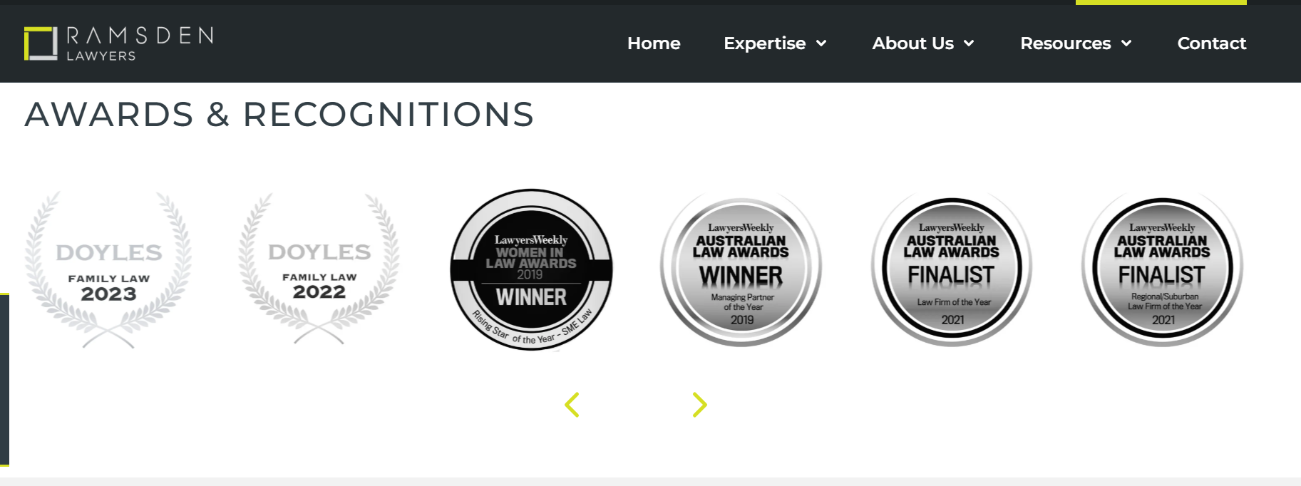 Legal awards given to Ramsden Lawyers — click to visit Ramsden Law Our Story