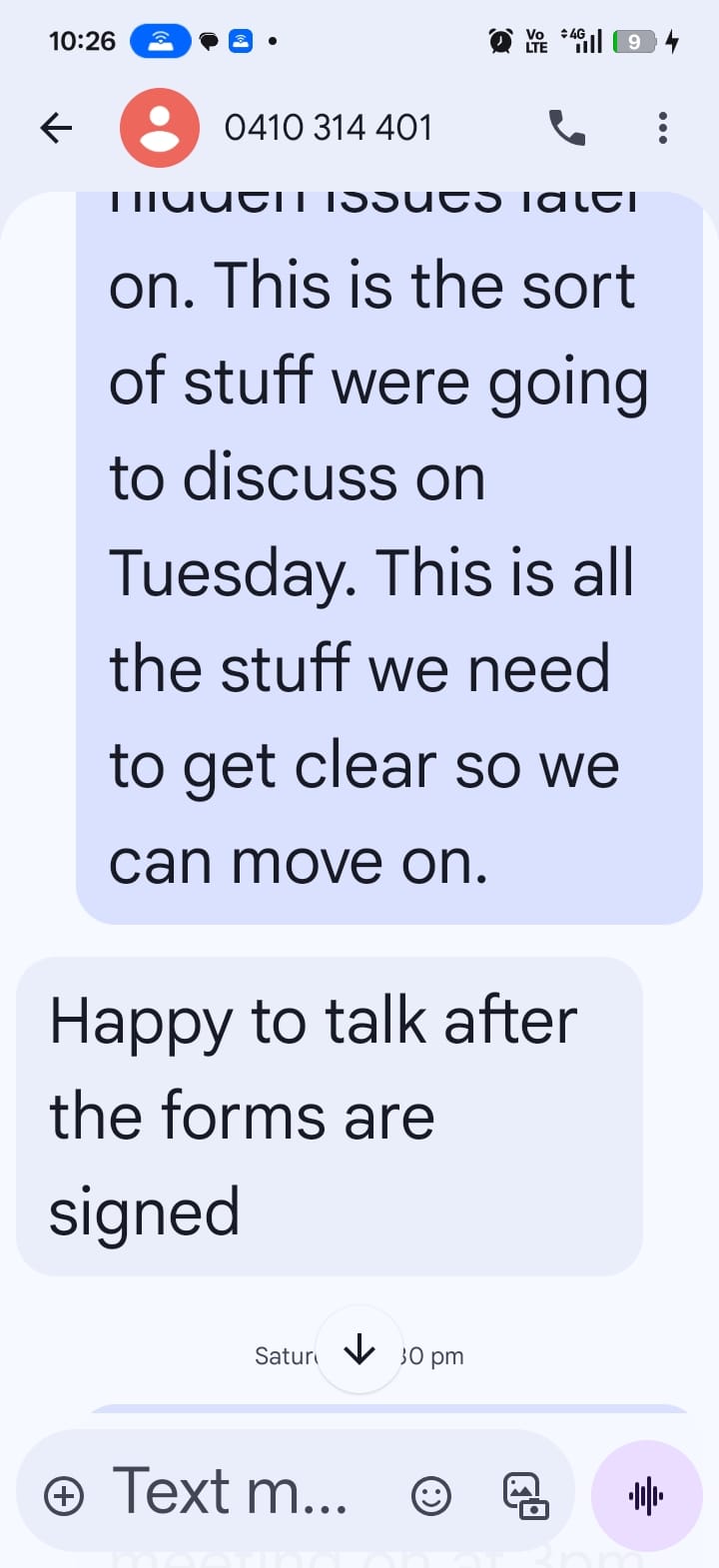 SMS message exchange