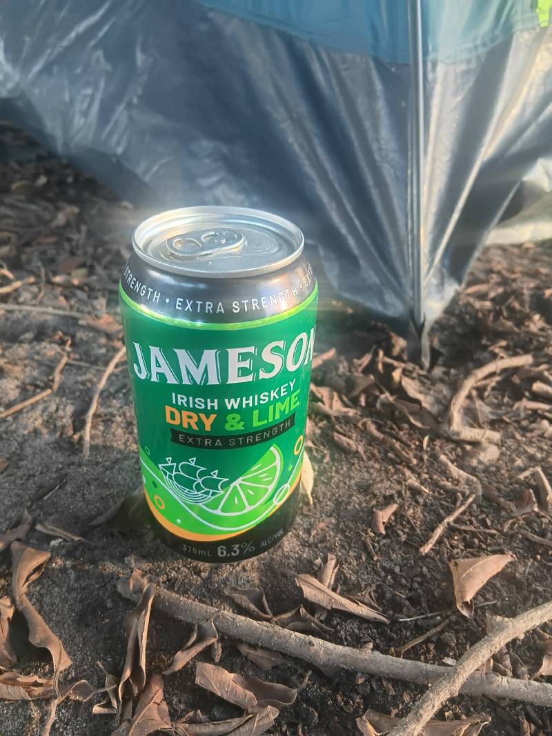 Irish Whiskey can — left outside tent by Martin