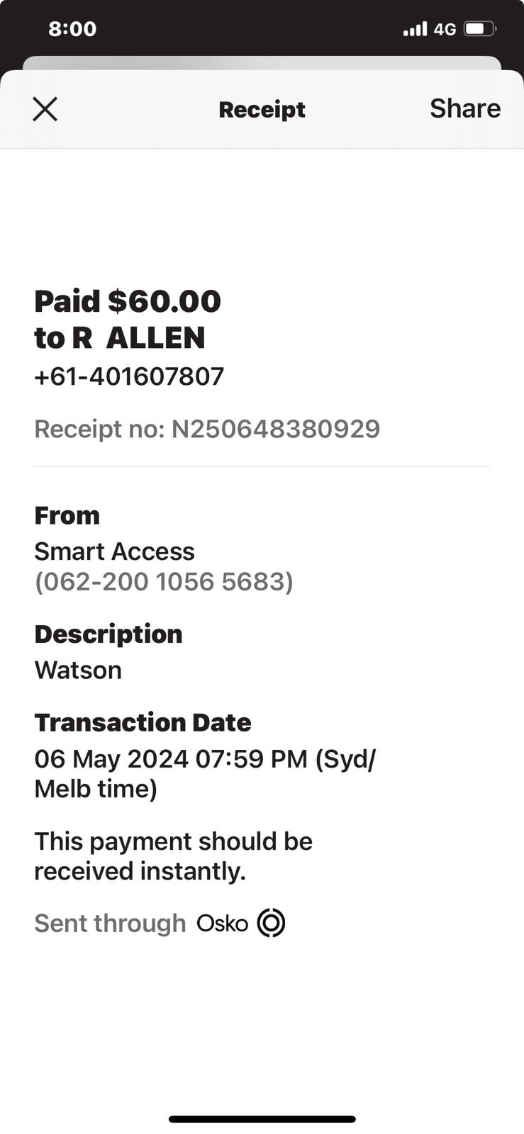 Payment receipt 1