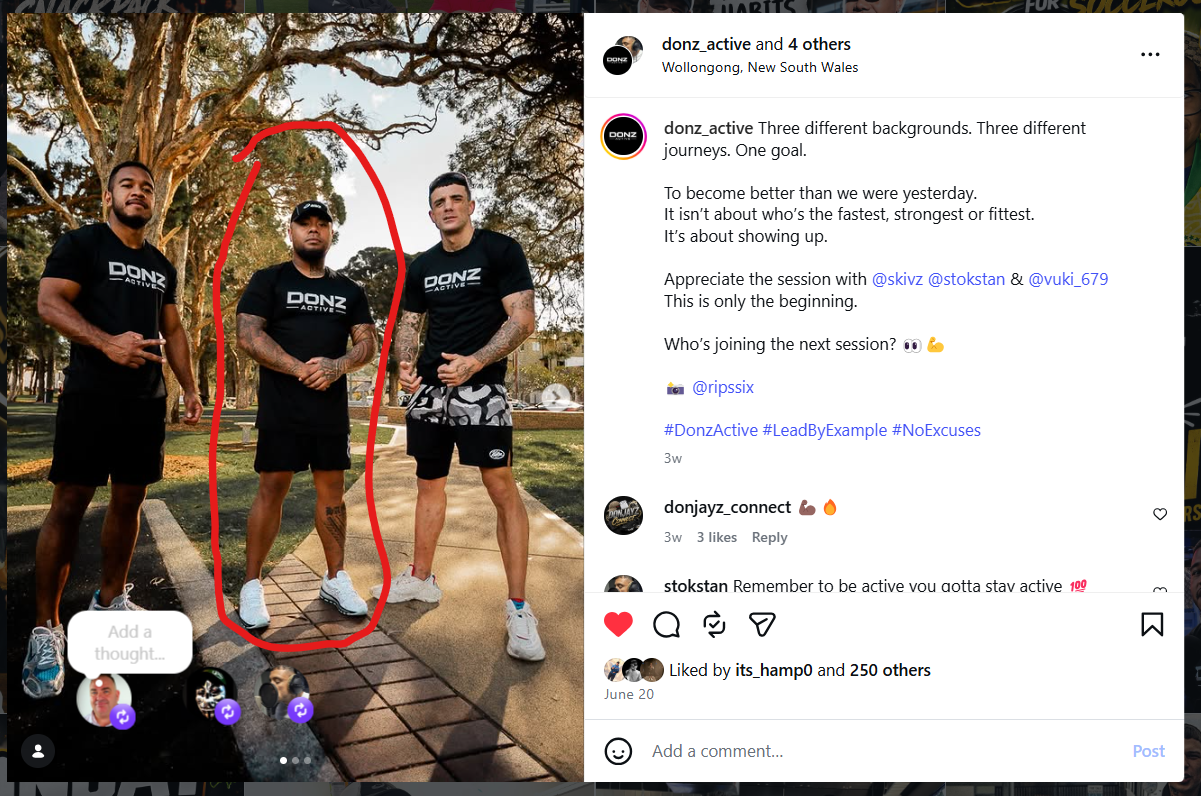 Skivz (circled) promoting Donz Active