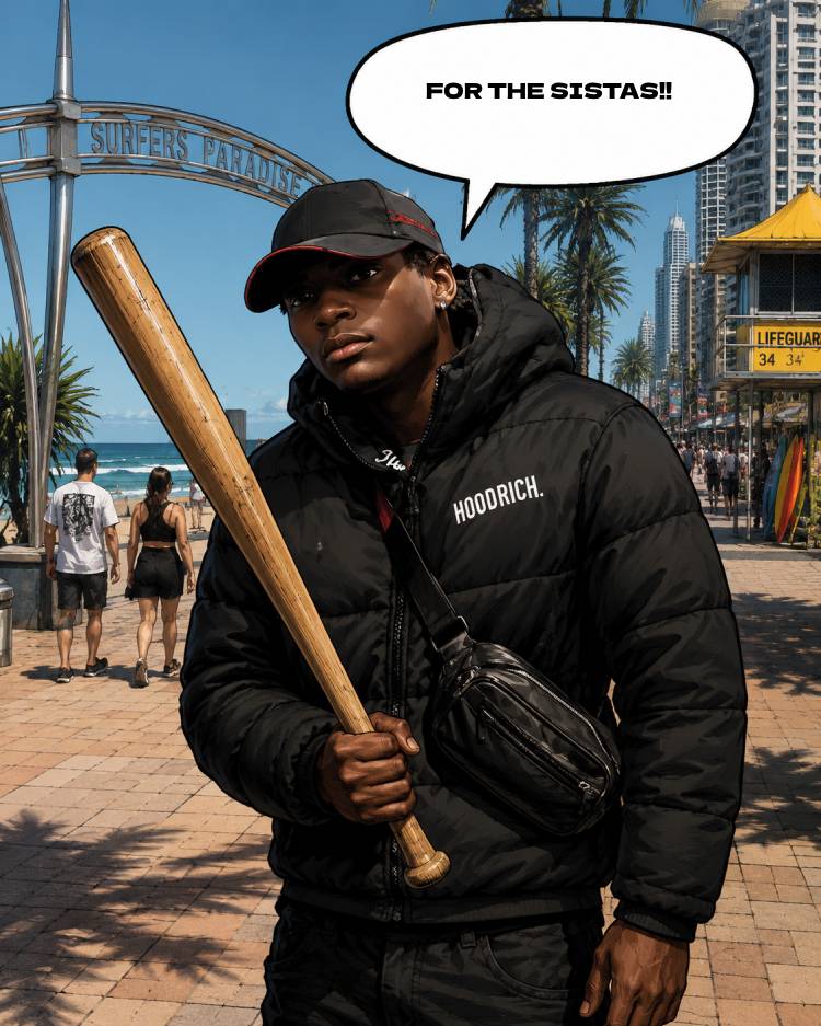 RJ with baseball bat — for the sistas