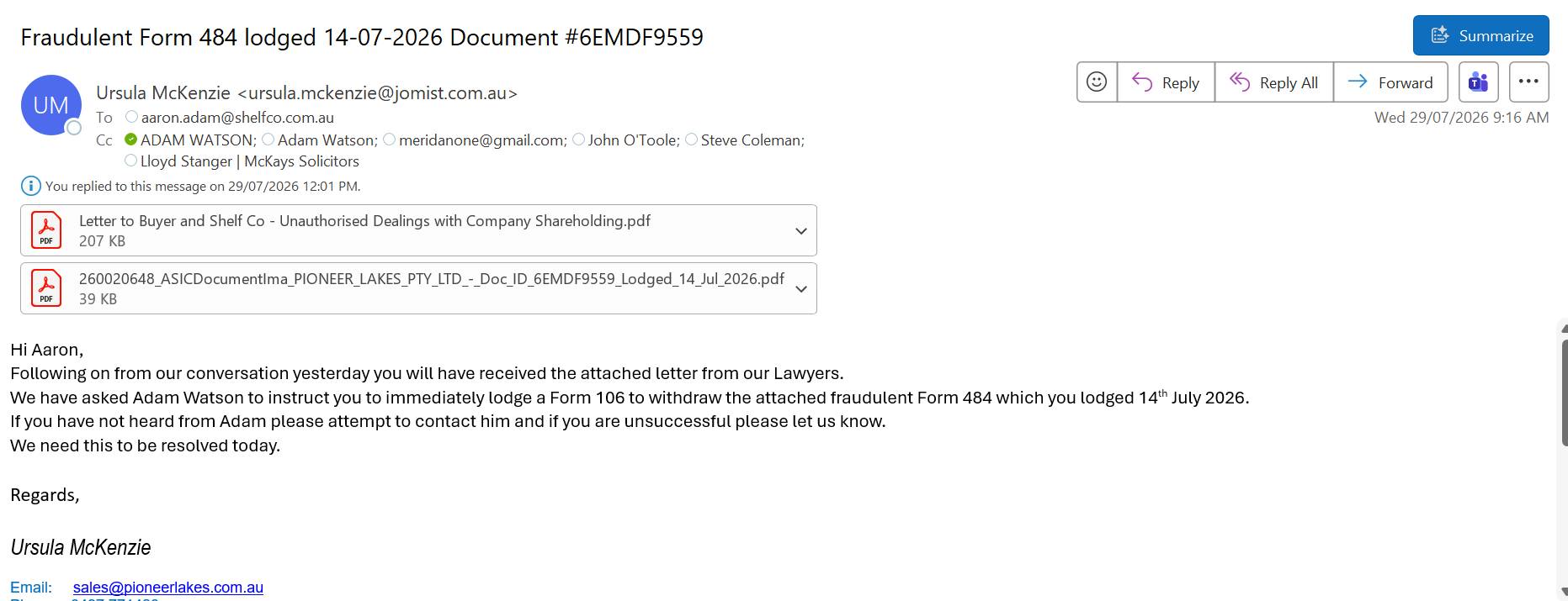 Ursula McKenzie email 2