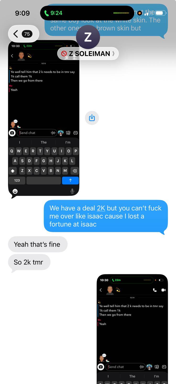 SMS exchange involving Z Soeilman and Tolga