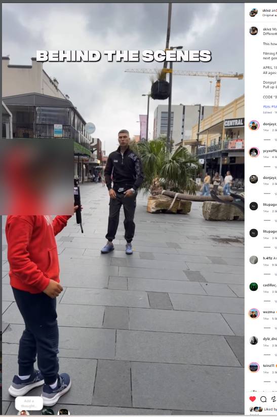 Behind the scenes on an RBK video shoot — a child on the camera, face redacted